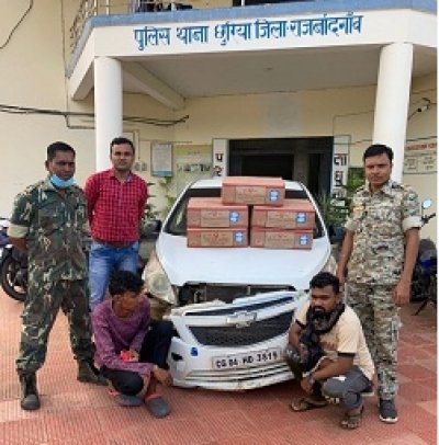 अवैध रूप से महाराष्ट्र निर्मित देशी शराब परिवहन करते आरोपीगण गिरफ्तार