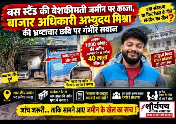 बस स्टैंड की बेशकीमती जमीन पर कब्जा, बाजार अधिकारी अभ्युदय मिश्रा की कार्यप्रणाली पर गंभीर सवाल