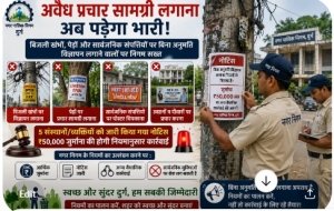 बिजली खंभों, पेड़ों और सार्वजनिक संपत्तियों पर अवैध विज्ञापन लगाने वालों पर निगम की बड़ी कार्रवाई