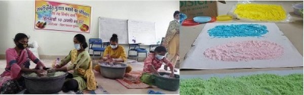 होली में खुशियां बिखेरने महिलाएं तैयार कर रहीं हर्बल गुलाल