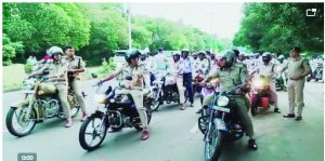 पुलिस अधीक्षक दुर्ग के नेतृत्व में भिलाई शहर में की गई बाइक पेट्रोलिंग