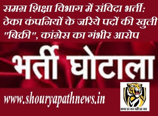 समग्र शिक्षा विभाग में संविदा भर्ती: ठेका कंपनियों के जरिये पदों की खुली &quot;बिक्री&quot;, कांग्रेस का गंभीर आरोप