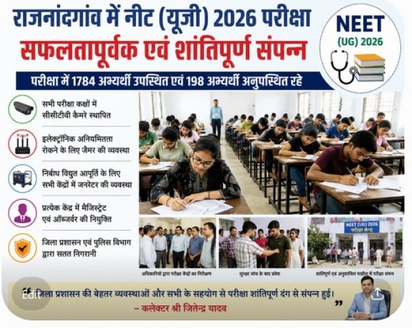 कड़ी सुरक्षा और सख्त निगरानी के बीच संपन्न हुई नीट (यूजी) 2026 परीक्षा, 1784 अभ्यर्थियों ने दी परीक्षा