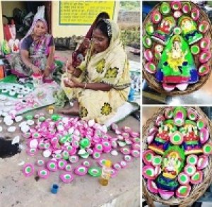 महिला समूह द्वारा बनाए गोबर के दीयों से जगमग होगी दीवाली...