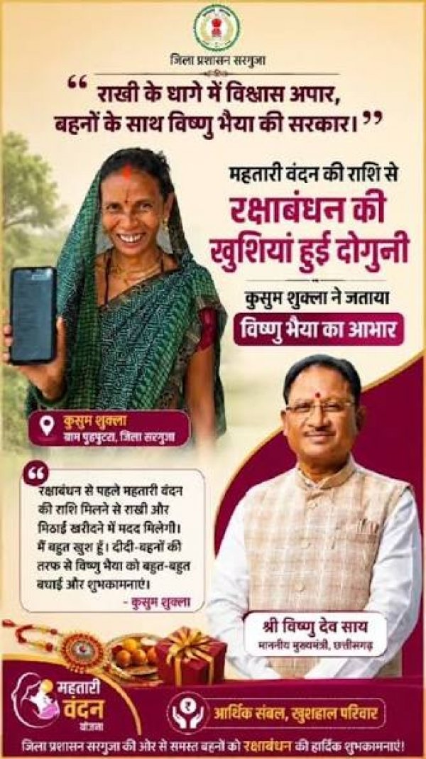 राखी के धागे में विष्णु भैया का साथ, महतारी वंदन की राशि से कुसुम की रक्षाबंधन की खुशियां हुईं दोगुनी