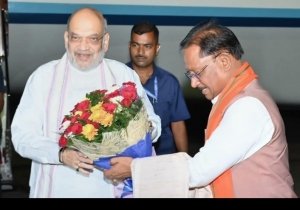 छत्तीसगढ़ की पावन धरा पर केंद्रीय गृहमंत्री अमित शाह का भव्य स्वागत