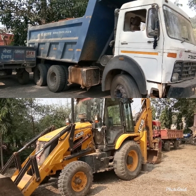 अवैध खनन व परिवहन करते पकडे गये, जेसीबी व हाईवा*