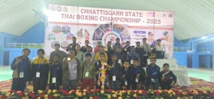 दुर्ग के खिलाड़ियों की दमदार प्रस्तुति &mdash; राज्य स्तरीय थाई बॉक्सिंग प्रतियोगिता में चमका कारा-कु-जु-बो-काई काॅन का प्रदर्शन