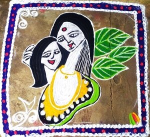 रायगढ़ : बालिका दिवस पर बेटियों ने उकेरी बेटी बचाओ-बेटी पढ़ाओ पर आकर्षक रंगोली