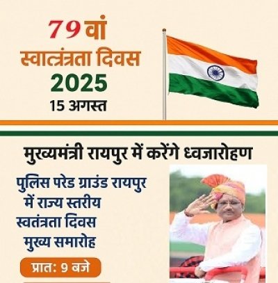 मुख्यमंत्री विष्णु देव साय रायपुर में फहराएंगे तिरंगा, पुलिस परेड ग्राउंड में होगा राज्य स्तरीय मुख्य समारोह