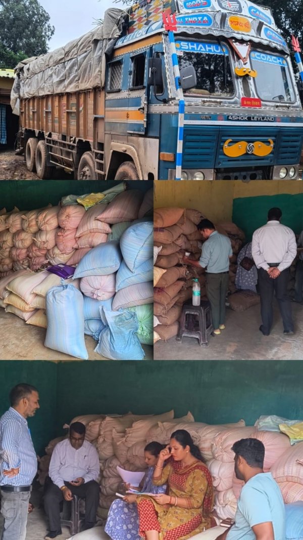 पीडीएस चावल की बड़ी खेप पकड़ी, ट्रक समेत माल जब्त